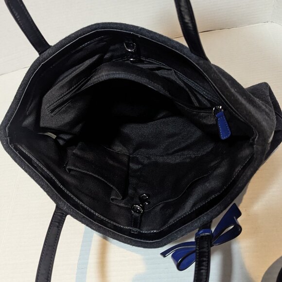 Coach Signature Stripe Wool Gray Blue NS Tote Bag - Picture 10 of 11